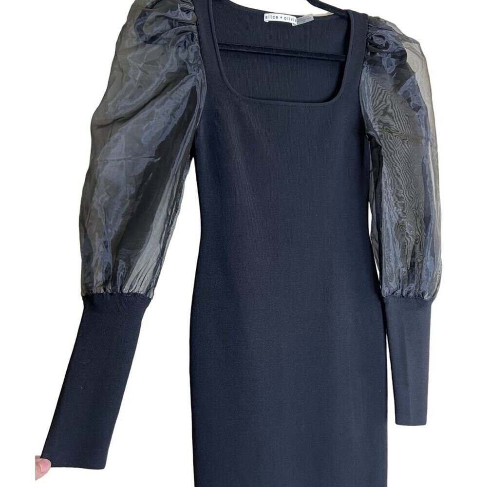 Sheer Puff Sleeve Bodycon Mini Dress Sex and the City Alice + Olivia Abella S - Picture 7 of 11